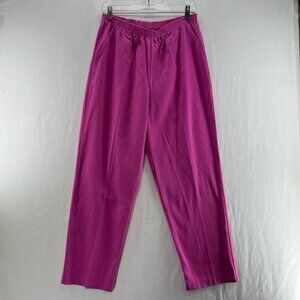 BocaBay Crinkle Pull On Pants Women 12P Elastic Waist High Rise Side Pocket Pink